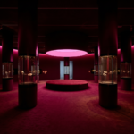Cartier sergisi NGV Melbourne kırmızı sergi salonu görünümü